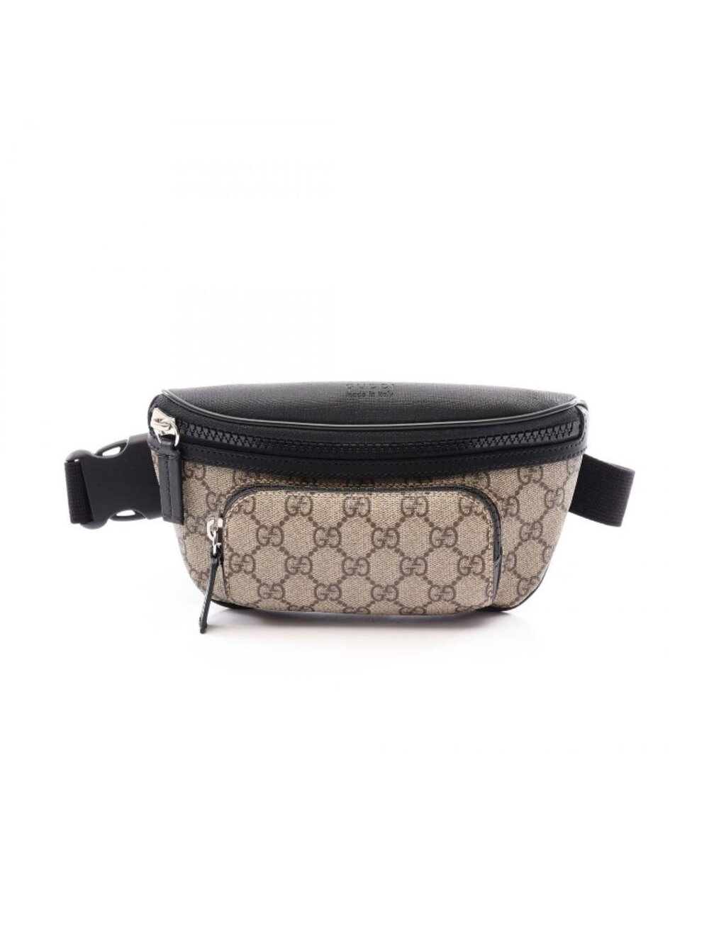 Gucci Waist Bag GG Supreme Beige Brown Black Leather Small